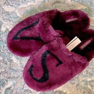 Victoria's Secret Burgundy Fuzzy Slippers. Size M